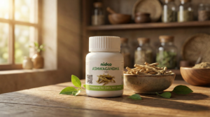 Nidco Ashwagandha tablet for stress relief and lowering cortisol - Essential Ayurvedic supplements for modern lifestyle