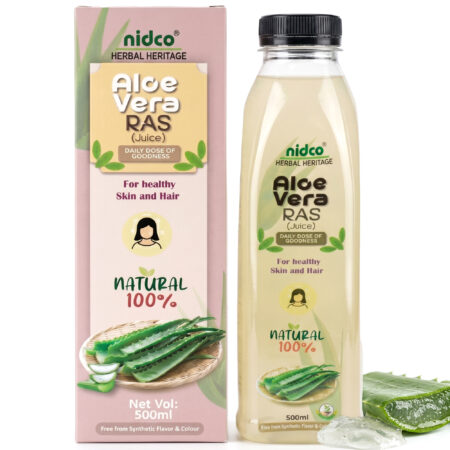 Nidco Aloe Vera Ras (Juice) with Pulp - 500ml | 100% Pure & Natural | Supports Glowing Skin & Healthy Hair