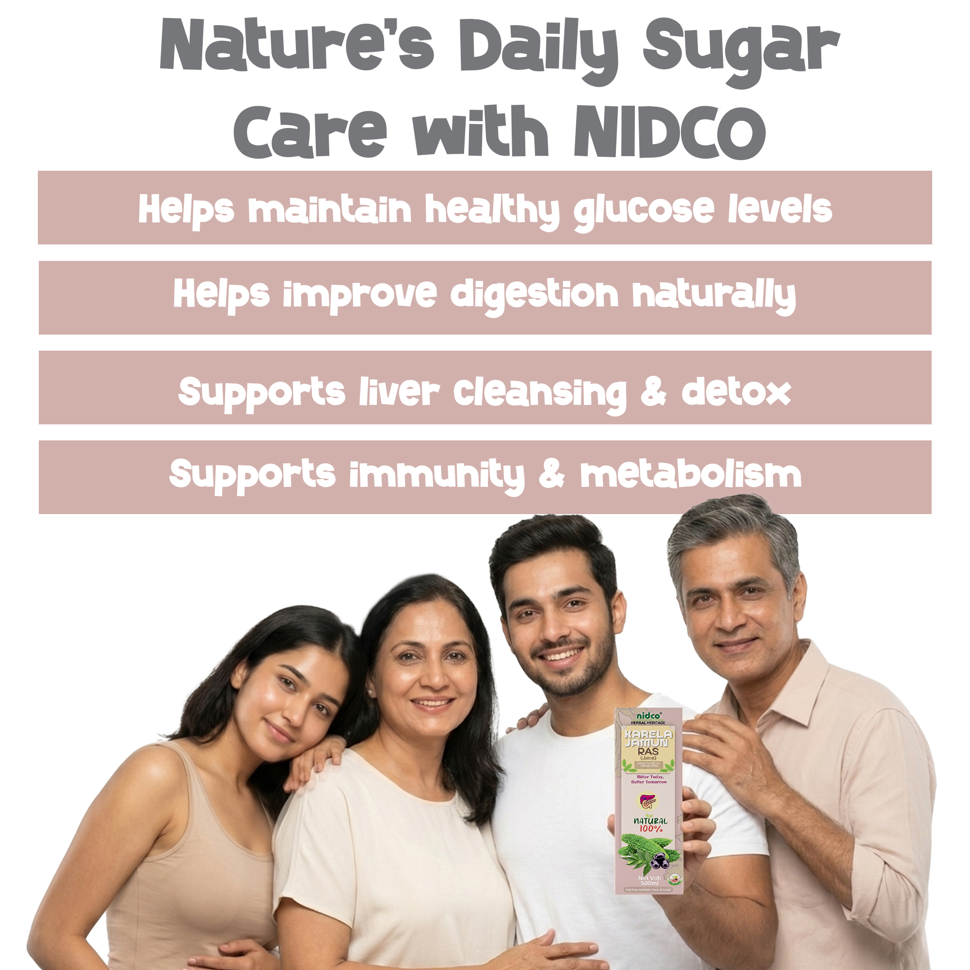 Nidco Karela Jamun Neem Ras 500 ML - Image 3